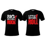 Hangout Hub Boys Family Tshirts Big Brother Rock & Little Brother Roll Printed (Black;Big Bro-12-14Yrs;Lit Bro-4-6Yrs) Cotton Sibling Tees (Set of 2)