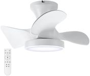 Low Profile Ceiling Fan with Lights and Remote - Small Flush Mount Ceiling Fan for Bedroom, Dimmable LED, Adjustable Color Temperature, Timer, Reversible Blades, (22 inch, White)