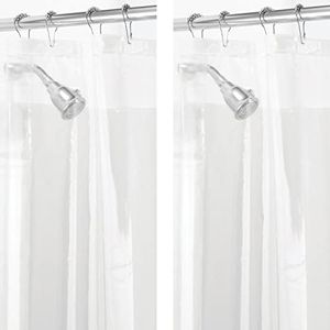 mDesign PEVA Shower Curtain Liner - 72" x 72" Deluxe Water/Odor Resistant Heavy Plastic 3-Gauge, Long Inner Shower Curtain Liner with Weighted Bottom Hem for Bathroom, Shower, Tub - 2 Pack - Clear