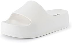 CUSHIONAIRE Women's Ninja platform slide sandal with +Comfort, Vanilla, 10