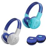 2 Pack of SIMOLIO Kids Headphones Wireless with Share Port, Bluetooth Headphones Kids with EVA case for School & Travel, Wireless Children Headphones for Boys, Girls, Teenagers (Mint+Grey)