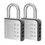 2 Pack Combination Lock Padlock Solid Hardened Steel Locker Lock with 4 Digit Code, Weatherproof for Door, Picket Fence, Suitcase Lock, School, Gymnasium, TSA Lock