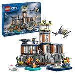 LEGO City Police Prison Island Toy for 7 Plus Year Old Boys, Girls & Kids, Emergency Vehicles Set with Helicopter, Boat, 7 Minifigures, Dog & Shark Figures for Imaginative Play, Birthday Gift 60419