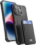 TORU CX PRO for iPhone 14 Pro Max Slim Hard Wallet Case | Detachable Sliding Card Holder for 3 Cards | Dual Layer Protective Shockproof Cover for Wireless Charging - Black