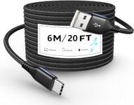 Long USB C Cable 20Ft, Fast Charging USB A to USB C Cable, Reinforced Nylon Braided Type C Charger Cord USB C Charger Cable Compatible with Galaxy/Switch/Pixel/LG, Charging Type-C Cable