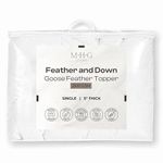 MHG Living Goose Feather & Down Mattress Topper – Luxury 5 Inch / 12.5cm Extra Deep, Ultra-Plush with Baffle Box Construction & Elasticated Corner Straps - Single Size (90cm x 190cm)