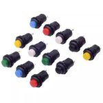 30pcs 12mm Momentary Push Button SPST ON/OFF AC 250V/1.5A 125V/3A, Lockless Mini Round Button for Car Trumpet, PC, Table Lamp, Home Doorbell