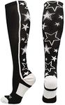 Crazy Socks with Stars Over the Calf Socks (Black/White, Medium)