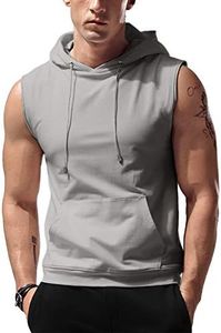 Amussiar Mens Cotton Hoodie Fitness Bodybuilding Tank top Men Trend Tees Shirt Casual Vest Grey