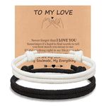 2 Pieces Matching Couple Bracelets for Anniversary Gifts Good Luck Bracelet for Vows of Eternal Love Long Distance Relationship Bracelet for Boyfriend Girlfriend (white and black)