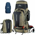 TRAWOC GLOBETROTTER 80 Liter (70+10) Internal Metal & Fiber Frame Rucksack Bag for Men & Women Trekking, Hiking Travel Backpack with Detachable Daypack, Rain Cover and Shoe Compartment, Olive Green