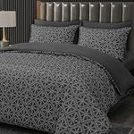 Pamposh King Size Duvet Cover Set Reversible Bedding King Size Duvet Covers Premium Microfiber (King (230 x 220 cm), Charcoal/Grey)