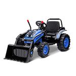 Aosom Kids Digger Ride On Excavator 6V Battery Powered Construction Tractor Music Headlight Moving Forward Backward Gear for 3-5 Years Old Blue