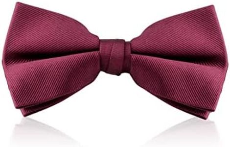 John William Clothing 100% Silk Woven Bowtie Pre Tied Tuxedo Bow Tie For Men - Burgundy