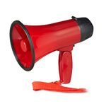 Relaxdays Stadium Megaphone, Bullhorn, Ole Sound, Funny, Party, 10 Watt, Plastic, HxWxD: 21 x 13.5 x 22 cm, Red