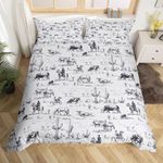 Loussiesd Western Cowboy Bedding Set Double Western Farmhouse Duvet Cover Set for Kids Boys Cattle Horse Breathable Microfiber Bedding Natural Pastoral Decor