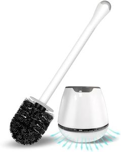 GVTECH Premium Toilet Bowl Brush and Holder with Solid Handle and Durable Bristles for Bathroom Cleaning Non-Slip Handle Fibre Bristles Toilet Brush, Compact Toilet Bowl Brush Set