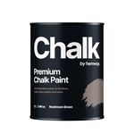 Hemway Mushroom Brown Chalk Paint 1L Matt Shabby Chic Interior Furniture, Walls, Wood, Wardrobes, Doors, Tables, Chairs, Quick Dry Smooth Chalky Finish (40 Neutrals & 118 Colours Available)