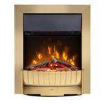 Dimplex Clement Optiflame Inset or Freestanding Electric Fire, Brass LED Flame Effect Fireplace With Logs, 9cm Inset (Recess) Depth, Spacer Kit And 2kW Fan Heater and 1000/2000 Watt Settings