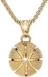 Basketball Necklace Gold Plated Basketball Pendant Necklace Hip hop Necklace Sports Necklace 23 Inches for Men