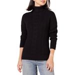 Amazon Essentials Women's Fisherman Cable Roll-Neck Jumper (Available in Plus Size), Black, L