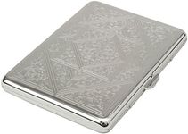 Tsubota Pearl Tobacco Case, Long Size (3.9 inches (100 mm), Holds 9 Pieces/Regular (2.8 inches (70 mm), Storage of 12, Arabesque Silver 1-91429-81