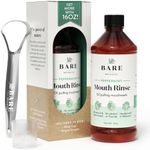 Bare Botanics Oil Pulling for Teeth & Gums (Peppermint) 16 oz - All Natural Mouth Rinse for Whitening & Fresher Breath - Daily Oral Health Alcohol & Flouride Free - Made in USA Vegan Cruelty Free