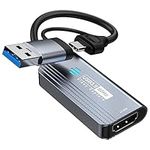 Papeaso Video Capture Card, 4K HDMI to USB3.0/Type-C Capture Card, 1080P 60FPS Video Capture Device, for Streaming, Teaching,Gaming, Video conferencing or Live Broadcasting