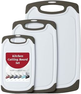 Cutting Boards for Kitchen - BPA-Free Chopping Board - Different Sizes & Non Slip Handles - Reversible, Large Cutting Board Set - Unique Gifts for Cooks Who Have Everything - 3-Pack Gray