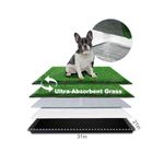 HQ4US 4LEGS Dog Grass Pad with Tray Medium 78×53cm, Dog Litter Box with Odor Free Artificial Grass Pee Pads for Dogs Potty Tray with Hemmed Edge, Realistic for Indoor Balcony