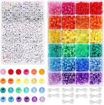 UKKQES 4000pcs Pony Beads Kit, 2400pcs Rainbow Kandi Beads and 1600pcs Letter Beads, Bracelet Making Kit, 24 Colors Plastic Craft Beads Bulk for Bracelets Jewelry Making