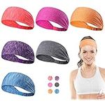 Dreamlover Sweat Bands for Women, Yoga Headbands for Girls, Wide Headbands for Women, Bandeau Cheveux Femme Sport, 6 Pieces