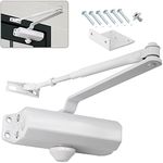 MARIE Hydraulic Spring Door Closer with Hold Open Soft Close Size 2 with Automatic Adjustable Arm Operated for Commercial & Home 25-45KG Weight Door with Installation Video EN1154 White