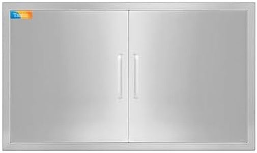 Treshin Outdoor Kitchen Doors 36" W x 21" H, Stainless Steel Double BBQ Access Door with Detachable Handles, Flush Mount, for BBQ Island, Grill Station, Outside Cabinet, Outdoor Kitchen