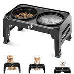 COMESOON Elevated Dog Bowls for Small Medium Dogs 2 in 1 Raised Dog Bowls Stand with Slow Feeder Dog Bowl & Dog Water Bowl 3 Height Adjustable Dog Bowls Adjusts to 2.75", 6", 7.5", Black