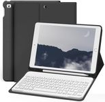 Aoub Keyboard Case for iPad 6th Generation 2018/5th Gen 2017 9.7 Inch, iPad Air 2, iPad Air, Detachable Wireless Bluetooth Keyboard, Stand Folio Cover with Pencil Holder, Auto Sleep/Wake, Black