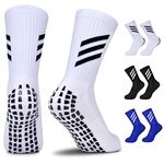 JUYANO Kids Grip Socks Football Socks Boys Girls, 3 Pairs Breathable Grip Socks Junior Anti-slip Athletic Sock for Kids AntiSkid Rubber Pads Sports Sock for Basketball Rugby Tennis Ages 6~12