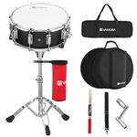 Vangoa Snare Drum Set, Student Snare Drum Kit with Stand, Drum Mute Pad, 5A Drum Sticks, Drum Keys, Sticks, 14"X 5.5" Black