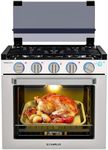 CAMPLUX Classic RV Stove Propane Range 21 Inches, Propane Oven with 3 Burners Cooktop for RV, RV Oven Stove Combo 28,100 BTU/Hr, Stainless Steel RGS21MSF