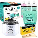 Mylee Professional Complete Waxing Kit with Wax Heater, Hard Wax Beads 500g, Applicator Spatulas, Pre & After Care Gel, Equipment Cleaner (Charcoal & Green Tea)