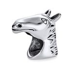 Equestrian Western Cowgirl Horse Charm Bead For Women Teen Oxidized .925 Sterling Silver Fits European Bracelet