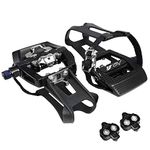 BV Bike Shimano SPD Compatible 9/16'' Pedals with Toe Clips (SPD Cleats Included) - MTB/Spin/Indoor/Exercise/Peloton Bicycle Pedal,Black