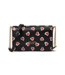 Kate Spade New York Morgan Stencil Hearts Embossed Printed Saffiano Leather Flap Chain Wallet, Black Multi, One Size