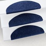 casa pura Stair Carpet Pads - Stair Treads | Adhesive Stair Pads | Non-Slip Stair Covers | Durable Polypropylene edging | Blue, 15 Piece Set (23 x 65 cm)