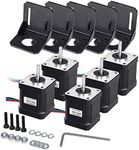 Mcwdoit 5 PCS Nema 17 Stepper Motor Bipolar 2.0 A 83.6oz.in(59Ncm) 47mm Body 4-lead w/ 1m 4-Pin Cable +5 PCS Nema 17 Mounting Brackets for 3D Printer/CNC