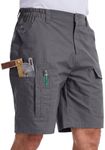 Work Cargo Shorts for Men, Stretch 8‑Pocket Carpenter Utility Shorts