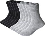 DoSmart Kids Crew Athletic Socks Boys Girls Classics Cotton School Uniform Childs Sports Breathable Casual Socks 10 Pairs (13-15 Years, 10 Pairs Black+Grey)