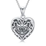 SOULMEET Sterling Silver Owl Heart Locket Necklace Holds Picture Photos Pendant Necklace for Women Girls