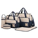 Miss Lulu Totes 5pcs Baby Nappy Changing Multifunction Diaper Messenger Hospital Maternity Polyester Bag Set