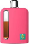 Ragproper Modern Glass Hip Flask for Men with Cork & Silicone Lid Liners - Durable Silicone Covered Flask for Whiskey, & Other Liquor (Single Shot 100ml, Cool Pink)